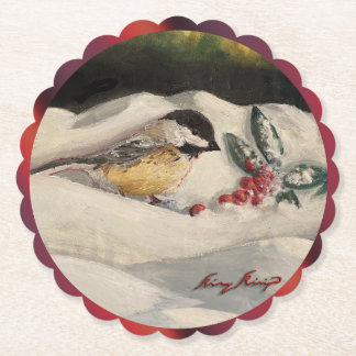 Carol the Chick-a-Dee with Mistletoe Underlägg Papper