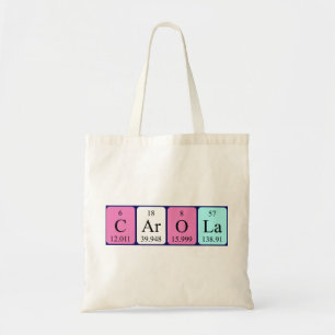 Carola periodiskt bord namn tote bag tygkasse