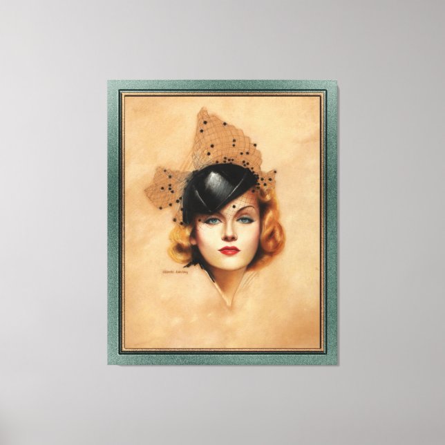 Carole Lombard Porträtt av Charles Grind Sheldon Canvastryck (Framsida)