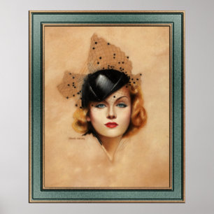 Carole Lombard Porträtt av Charles Grind Sheldon Poster