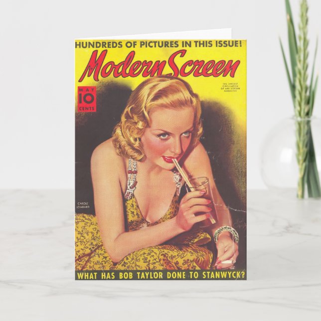 Carole Lombard & Soda Magazine Cover Card Kort (Framsida)