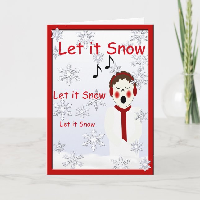 Caroler Boy Låt det snöa Hälsning Helgkort (Framsida)