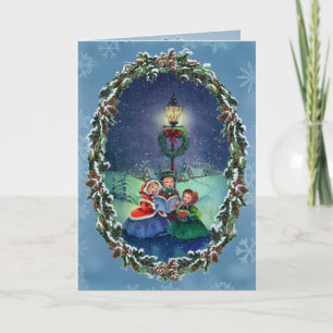 CAROLERS, LAMPA & KRAN av SHARON SHARPE Helgkort