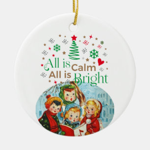 CAROLERS Silent Night All is Lugn Family Photo Julgransprydnad Keramik