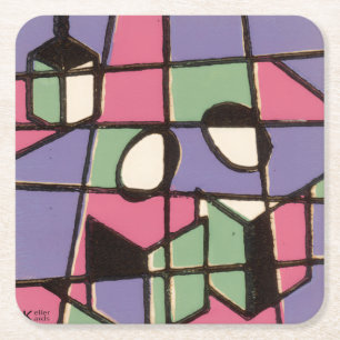 Carolers Stainglass Underlägg Papper Kvadrat