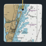 Carolina Beach NC-diagram Julgransprydnad Keramik<br><div class="desc">Carolina Beach North Carolina-julprydnad gjord med NOAA:s nautiskt diagram.</div>