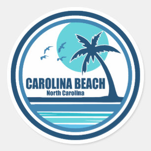 Carolina Beach North Carolina Handflatan Träd Bird Runt Klistermärke