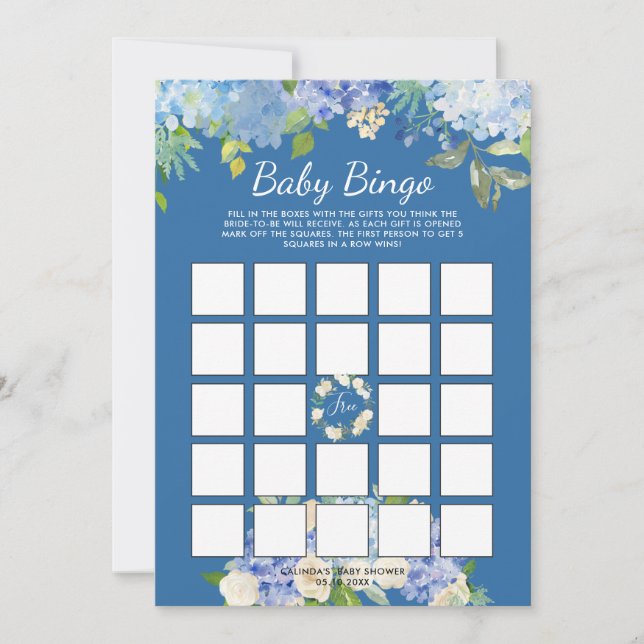Carolina Bloom | Baby Shower Bingo Game Inbjudningar (Framsida)