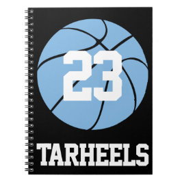 Carolina Blue Basketball Student Namn och nummer Anteckningsbok