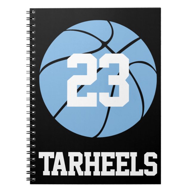 Carolina Blue Basketball Student Namn och nummer Anteckningsbok (Framsidan)