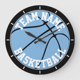Carolina Blue/Light Blue Basketball Anpassade Stor Klocka
