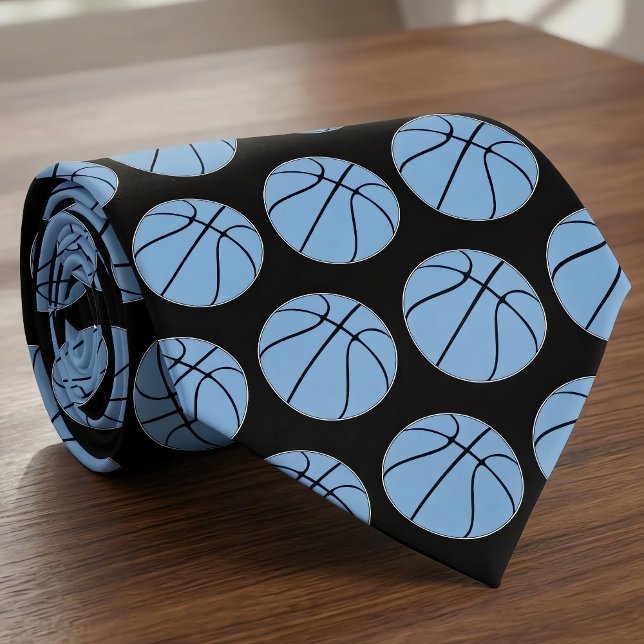 Carolina Blue/Light Blue Basketball Coach Sports Slips (Carolina blue (light blue) basketball necktie for basketball coaches, players and fans.)