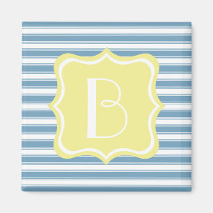 Carolina Blue och Butter Gult Rand Monogram Magnet