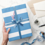 Carolina Blue White Classic-Vågrät stripe Presentpapper<br><div class="desc">Carolina Blue and White Classic Vågrät Strepe Wrapping Papper</div>
