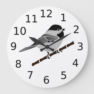 Carolina Chickadee Songbird Illustrated Stor Klocka