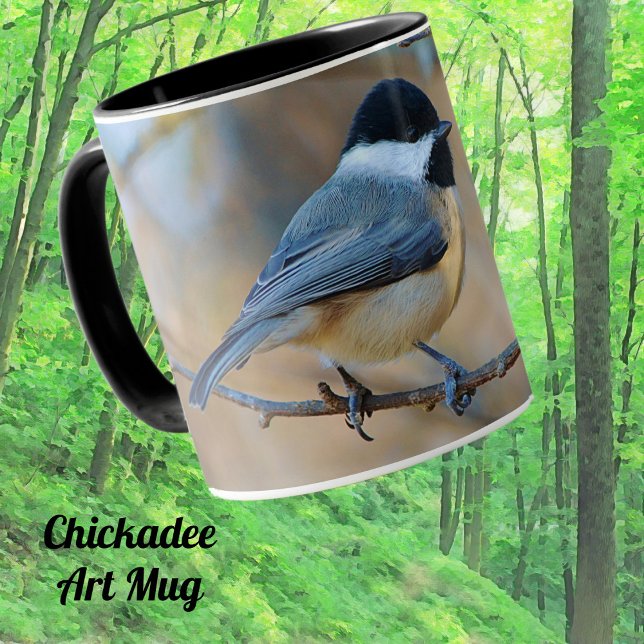 Carolina Chickadee Vild Bird Art Mugg Kopp (Cute Chickadee bird art mug.)