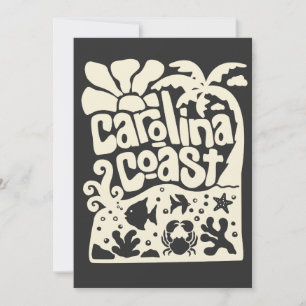 Carolina Coast Beach Vintage Retro Palmkvist Ocean Inbjudningar
