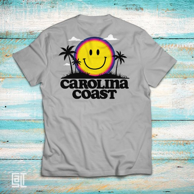 Carolina Coast Smiley Tropisk Glad Smiley Ansikte T Shirt (Skapare uppladdad)