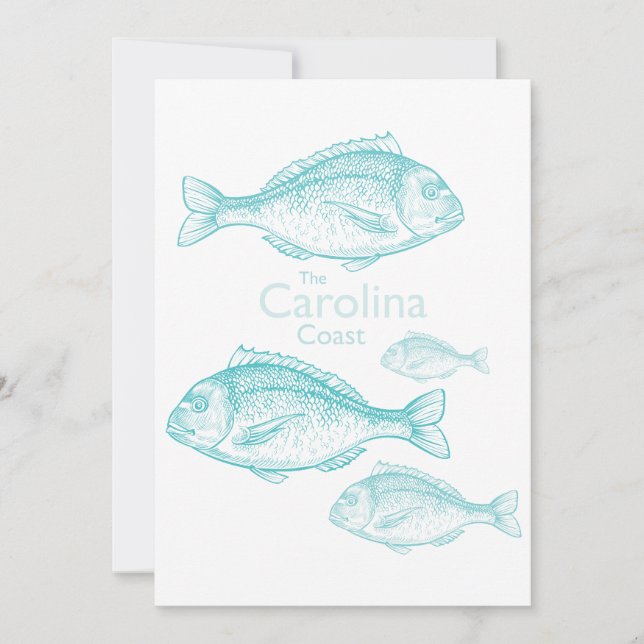 Carolina Coast Vintage Turkos Saltvattenfisk Inbjudningar (Framsida)