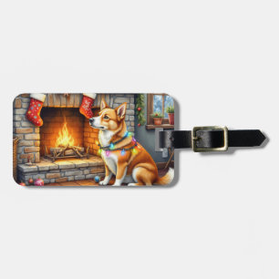 Carolina Dog Eldstad med julbelysning Bagagebricka