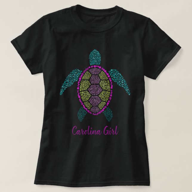 Carolina Girl - Mosaic Sea Turtle Beach Design gif T Shirt (Design framsida)