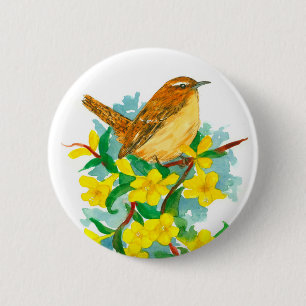 Carolina Gult Jessamine Flowers Wren Bird Knapp
