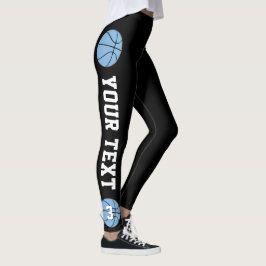 Carolina Light Blue Basketball Anpassningsbar Text Leggings
