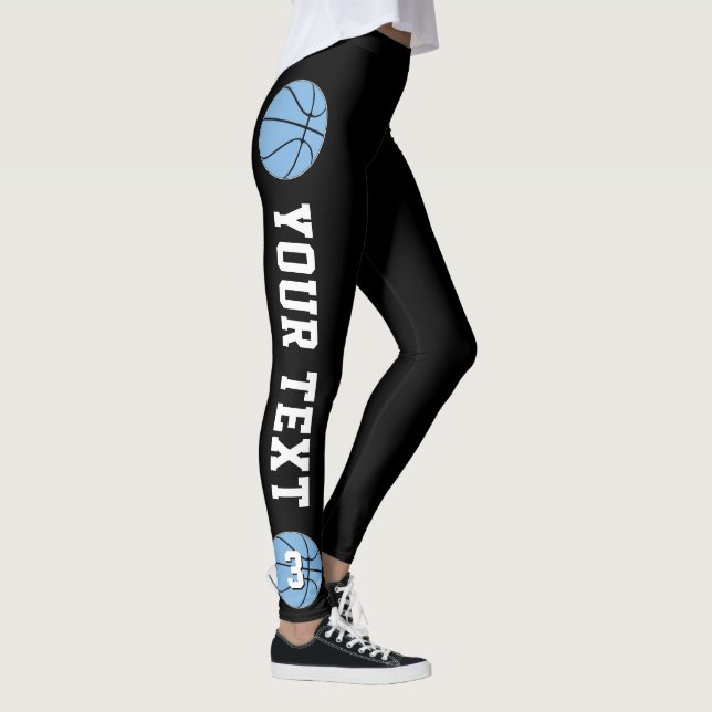 Carolina Light Blue Basketball Anpassningsbar Text Leggings (Höger)