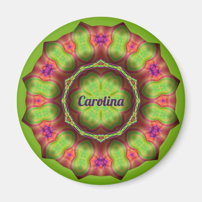 CAROLINA ~ Lime Green Rosa Lila Design ~ Magnet (Framsidan)