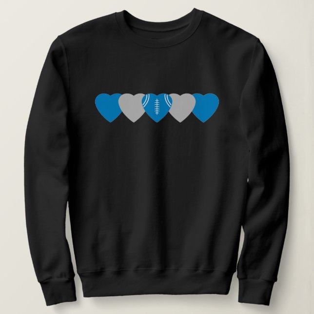 Carolina Panthers Heart Football Mörk T Shirt (Design framsida)