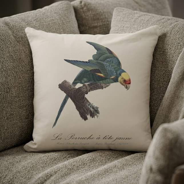 Carolina parakit / Karolinasittich Kudde (Carolina parakeet, Conuropsis carolinensis. Throw Pillow)
