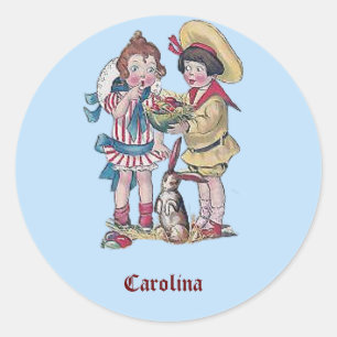 CAROLINA ~ PÅSK Sticker Vintage 1911 ~ Cute! ~ Runt Klistermärke
