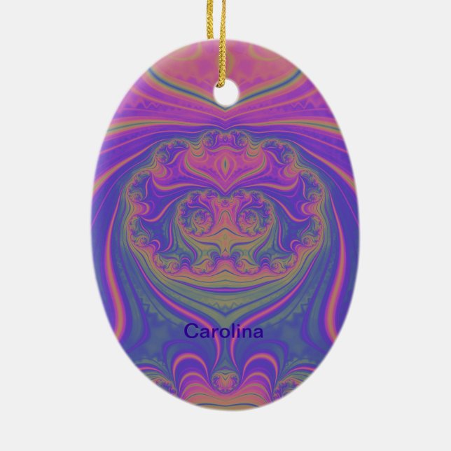 CAROLINA ~ PÅSKÄGG ~ Rosa Lila Gult ~ Julgransprydnad Keramik (Baksidan)