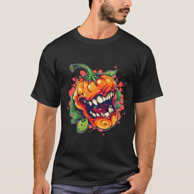 Carolina Reaper Hett Pepper Chili Head Funny Food T Shirt (Framsida)