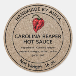 Carolina Reaper Hett Sauce Canning Burk etikett Kr