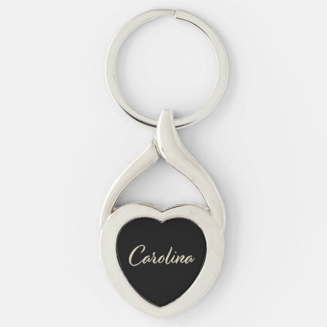 Carolina white gold Handwriting Schlüsselanhänger Twisted Heart Silverfärgad Nyckelring (Framsidan)