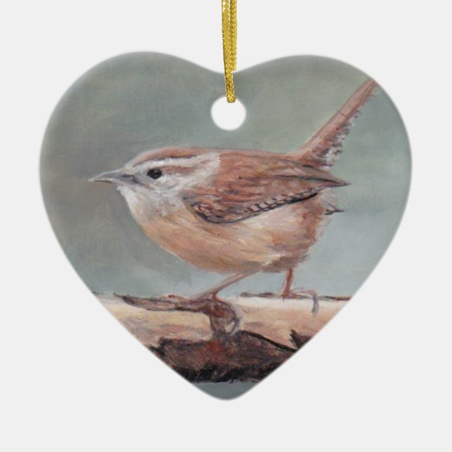 Carolina Wren Bird Art Porcelain Ornament (Framsidan)