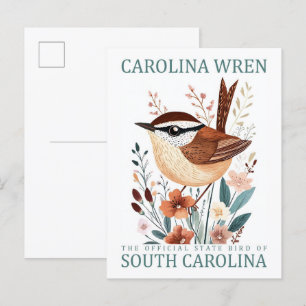 Carolina Wren Bird of South Carolina Travel Vykort