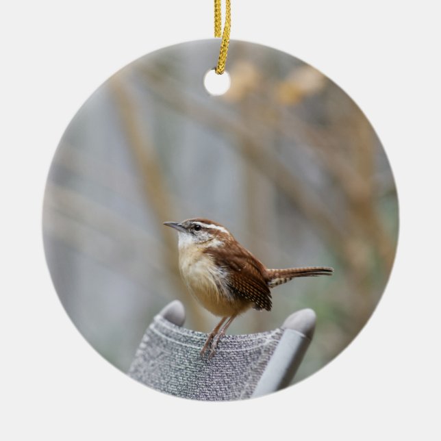 Carolina Wren Julgransprydnad Keramik (Framsidan)