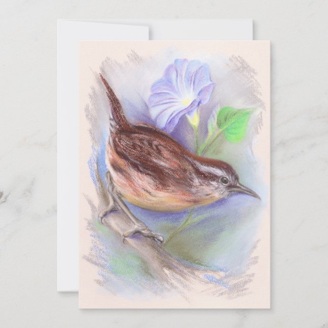 Carolina Wren med GodGlory Flowers Inbjudningar (Framsida)
