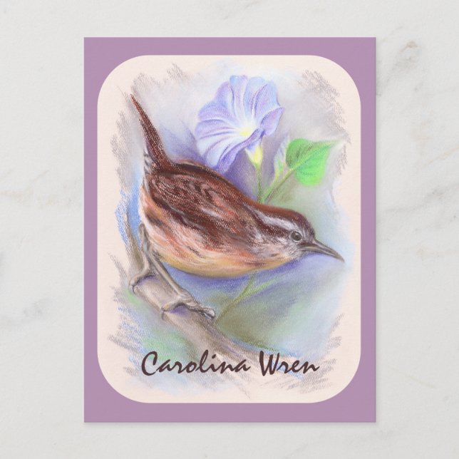 Carolina Wren med GodGlory Flowers Vykort (Framsida)