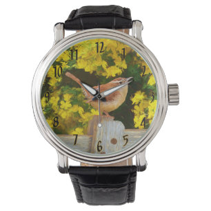 Carolina Wren Painting - Original Vild Bird Art Armbandsur