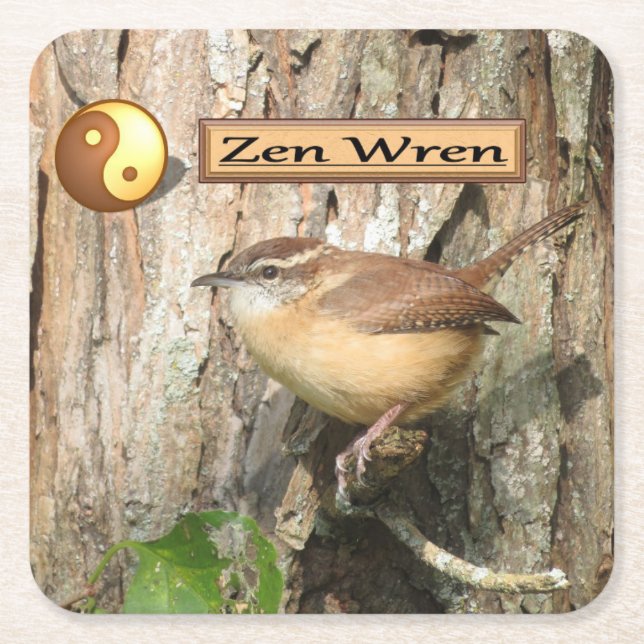 Carolina Wren Zen Underlägg set Papper Kvadrat (Framsidan)