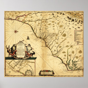 Carolinas med nord till den RightPanoramic kartan Poster