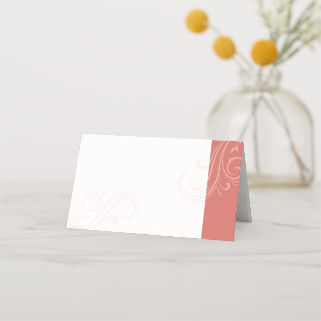Caroline Bröllop Place Cards, Coral Placeringskort (Framsida)