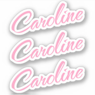 Caroline Decorative Namn i Rosa x3 Sticker Klistermärken