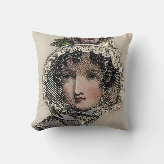 Caroline, Jane Austen inspirerad svart, romantisk Kudde (Framsida)