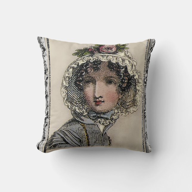 Caroline, Jane Austen inspirerade till svart, roma Kudde (Framsida)