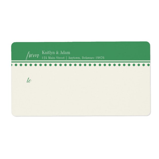 Caroline Mailing Label, Green Fraktsedel (Framsidan)