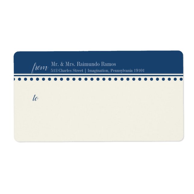 Caroline Mailing Label, Navy Blue Fraktsedel (Framsidan)